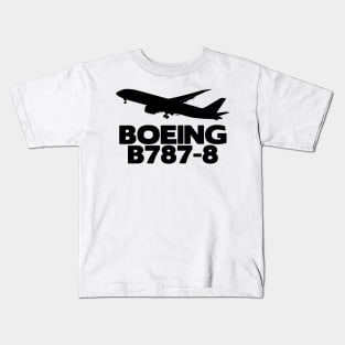 Boeing B787-8 Silhouette Print (Black) Kids T-Shirt